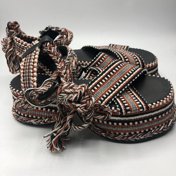 Free People x Amambaih Beatriz High Platform Wrap Sandals Cognac US 8/EU 38 NEW - Picture 5 of 9